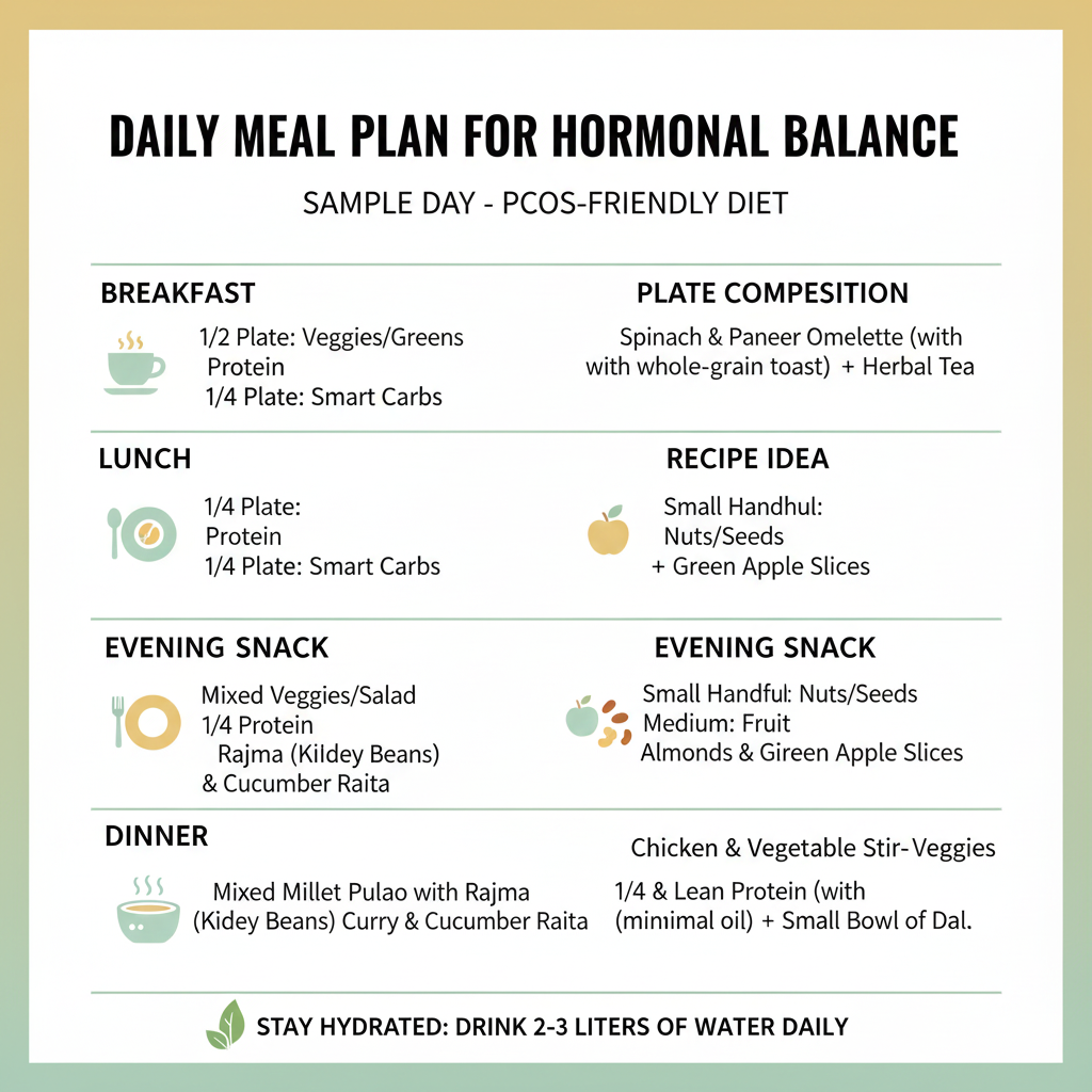 7-day Indian PCOS diet chart sample for weight loss and insulin resistance