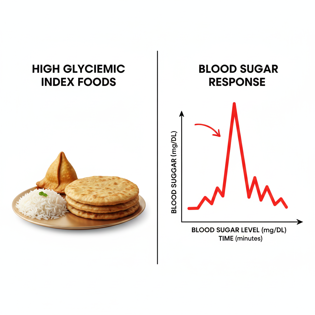 High glycemic index Indian foods causing blood sugar spike in PCOS