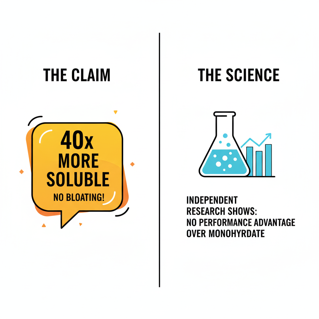 Scientific comparison of Creatine HCL and Kre-Alkalyn marketing claims versus real effectiveness